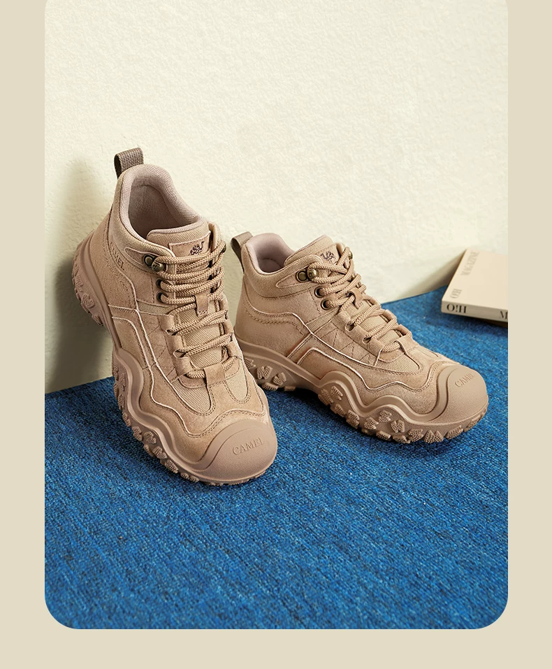 GOLDEN CAMEL Ugly Cute Women's Hiking Shoes Work Boot for Women Thick-soled Non-slip Hiking Boots 2024 Autumn New Ladies Shoes