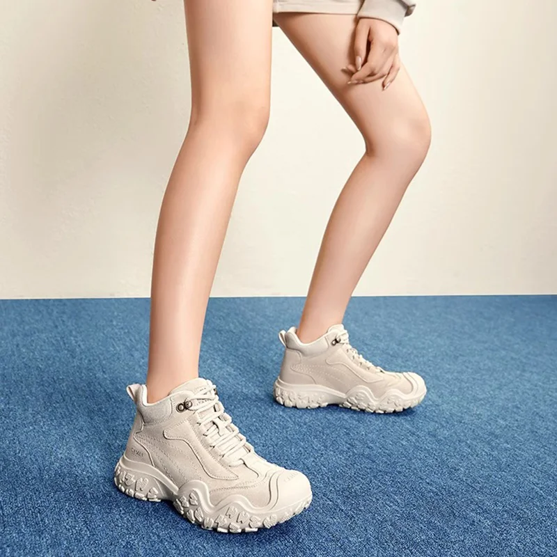 GOLDEN CAMEL Ugly Cute Women's Hiking Shoes Work Boot for Women Thick-soled Non-slip Hiking Boots 2024 Autumn New Ladies Shoes