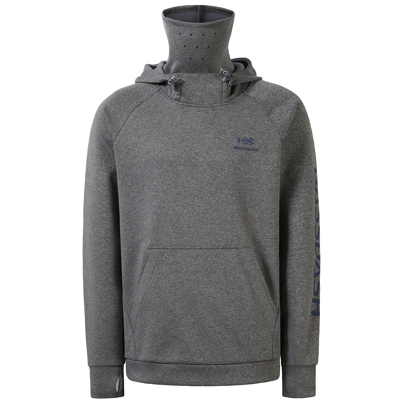 Bassdash Men’s Fishing Fleece Hoodie with Neck Gaiter Water Resistant Performance Hunting Sweatshirt FS18M