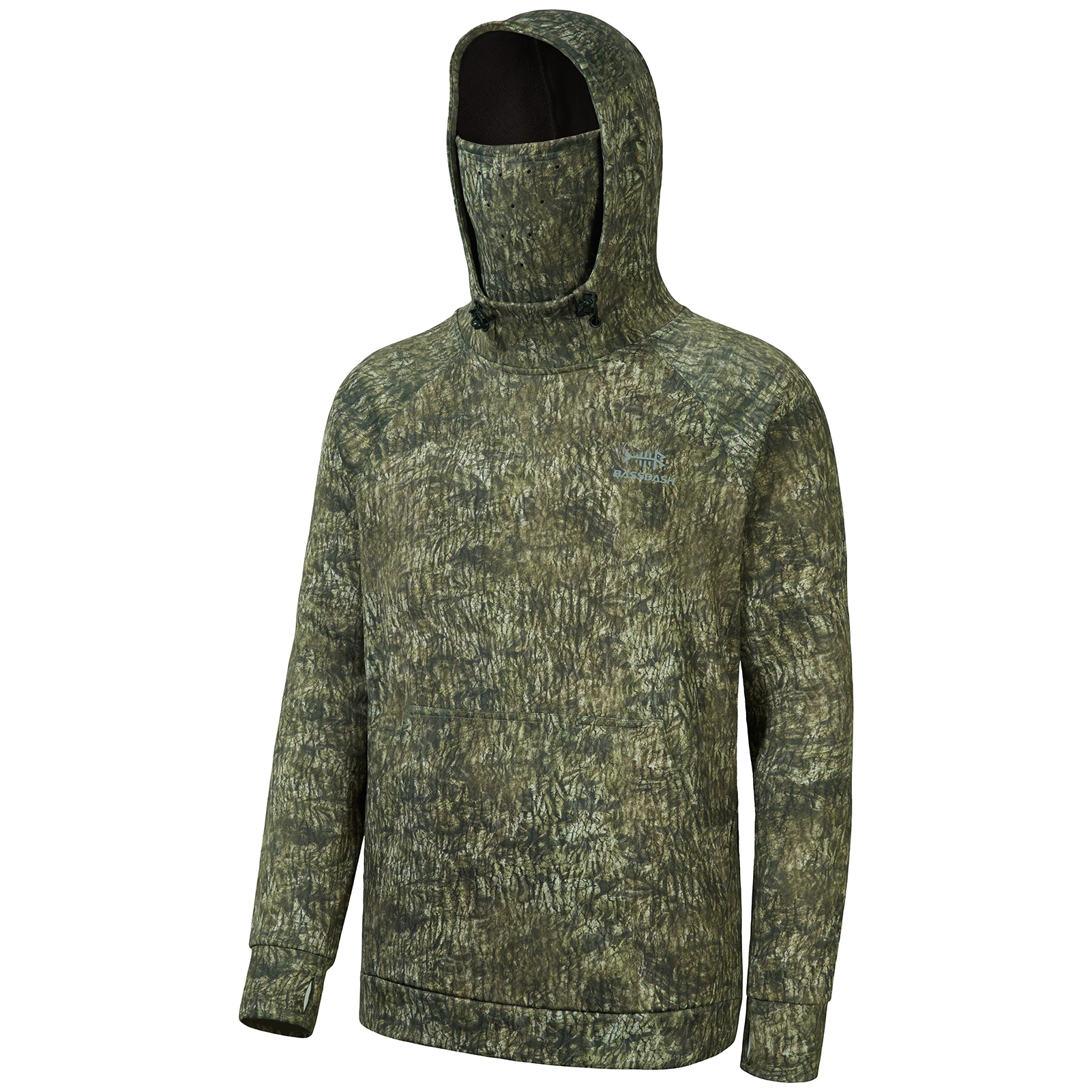 Bassdash Men’s Fishing Fleece Hoodie with Neck Gaiter Water Resistant Performance Hunting Sweatshirt FS18M