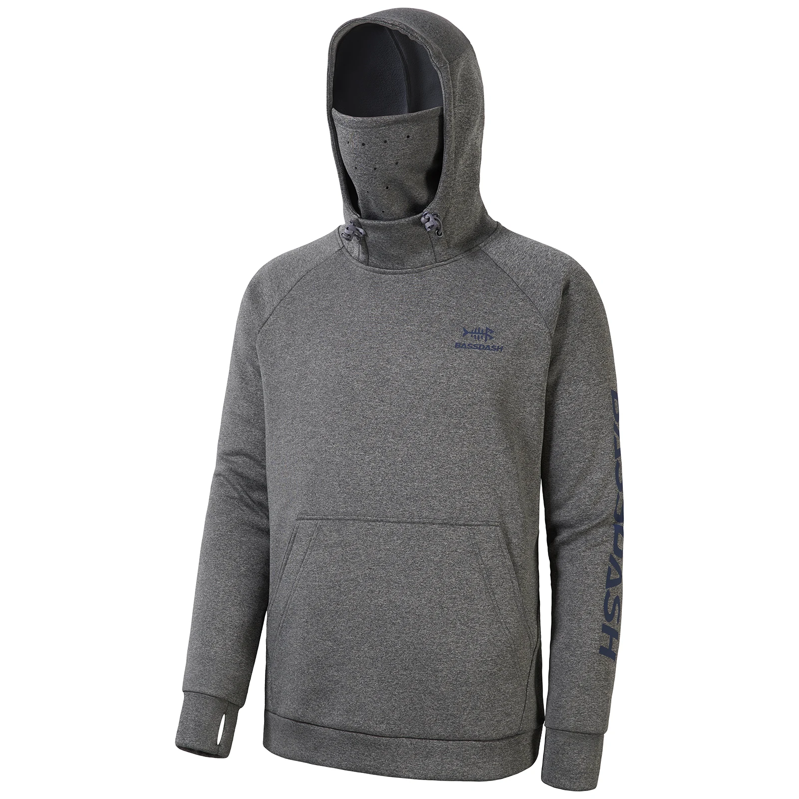 Bassdash Men’s Fishing Fleece Hoodie with Neck Gaiter Water Resistant Performance Hunting Sweatshirt FS18M