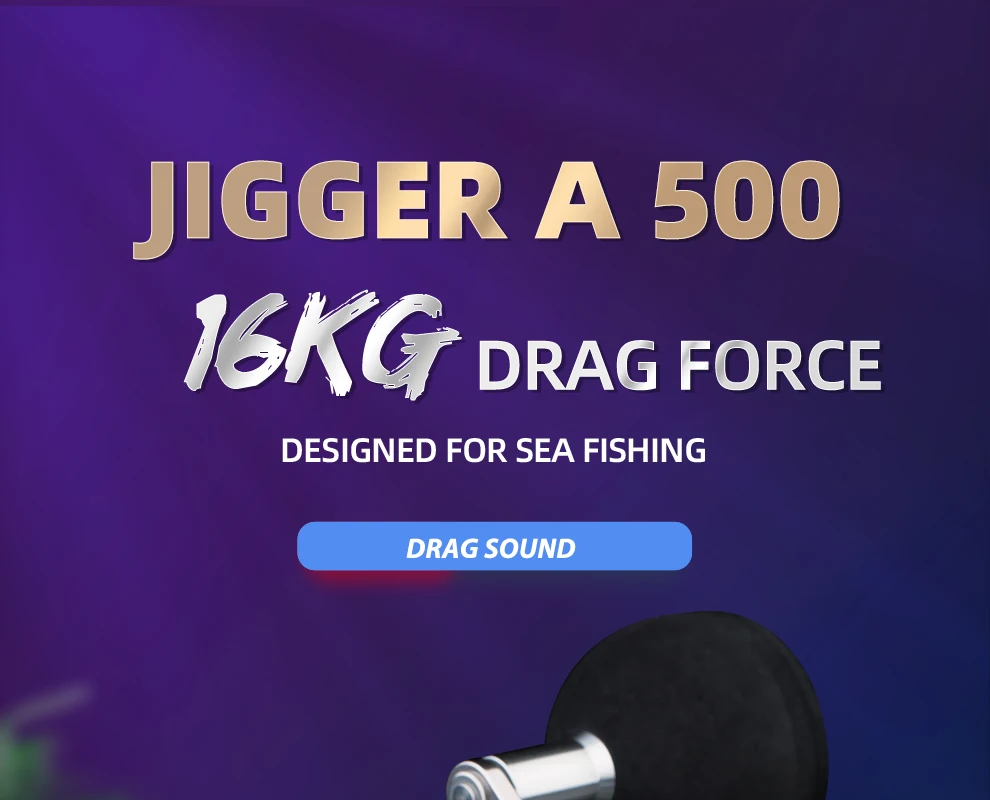 RANMI JIGGER A500 Fishing Reel Drum Wheel Slow Jigging Reel Max Drag 16kg Gear Ratio 5.1:1 8+1BB