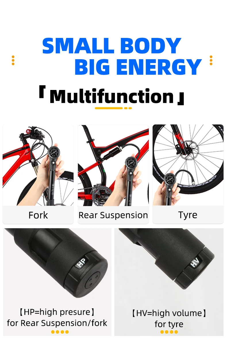 Giyo MTB Shock Pump 300psi Bike Suspension Air Pump with Pressure Gauge Schrader Presta Bike Tyre Inflator Bicycle Fork Pump