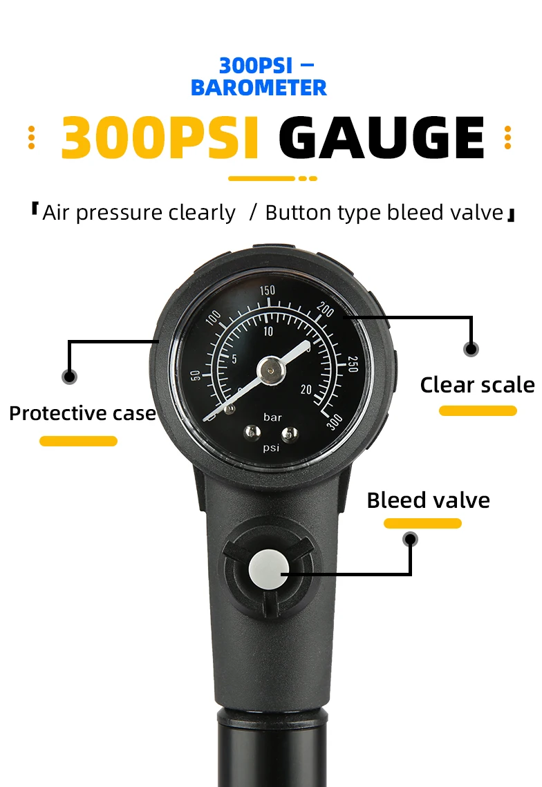 Giyo MTB Shock Pump 300psi Bike Suspension Air Pump with Pressure Gauge Schrader Presta Bike Tyre Inflator Bicycle Fork Pump