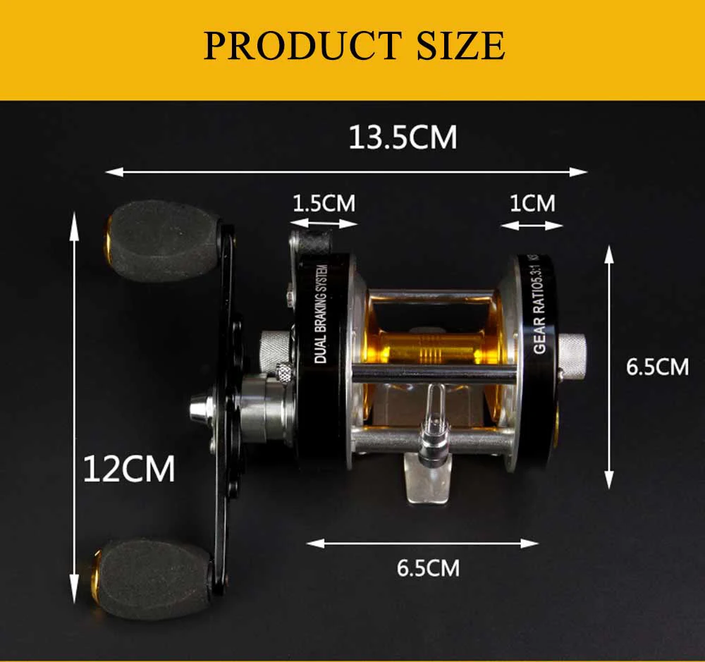 Double Centrifugal Brake 5.2:1 Corrosion-resistant 7+1 Bearings Fishing Reel Spinning Metal Right Left Hand Bait Casting Wheel