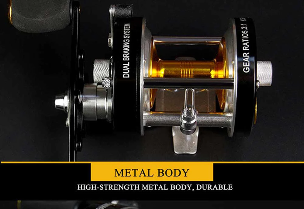 Double Centrifugal Brake 5.2:1 Corrosion-resistant 7+1 Bearings Fishing Reel Spinning Metal Right Left Hand Bait Casting Wheel