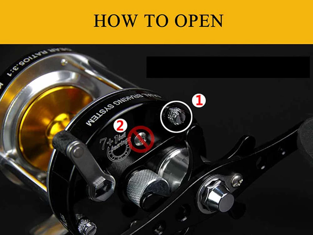 Double Centrifugal Brake 5.2:1 Corrosion-resistant 7+1 Bearings Fishing Reel Spinning Metal Right Left Hand Bait Casting Wheel