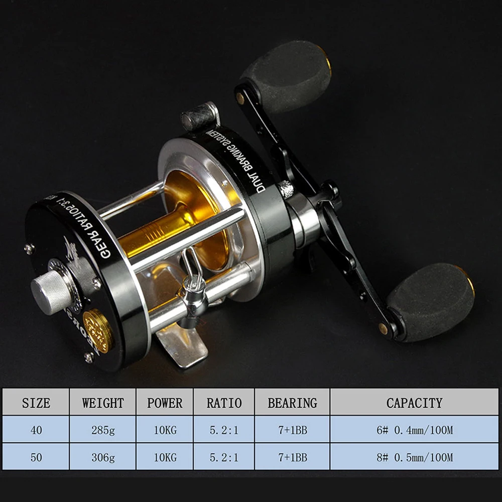 Double Centrifugal Brake 5.2:1 Corrosion-resistant 7+1 Bearings Fishing Reel Spinning Metal Right Left Hand Bait Casting Wheel