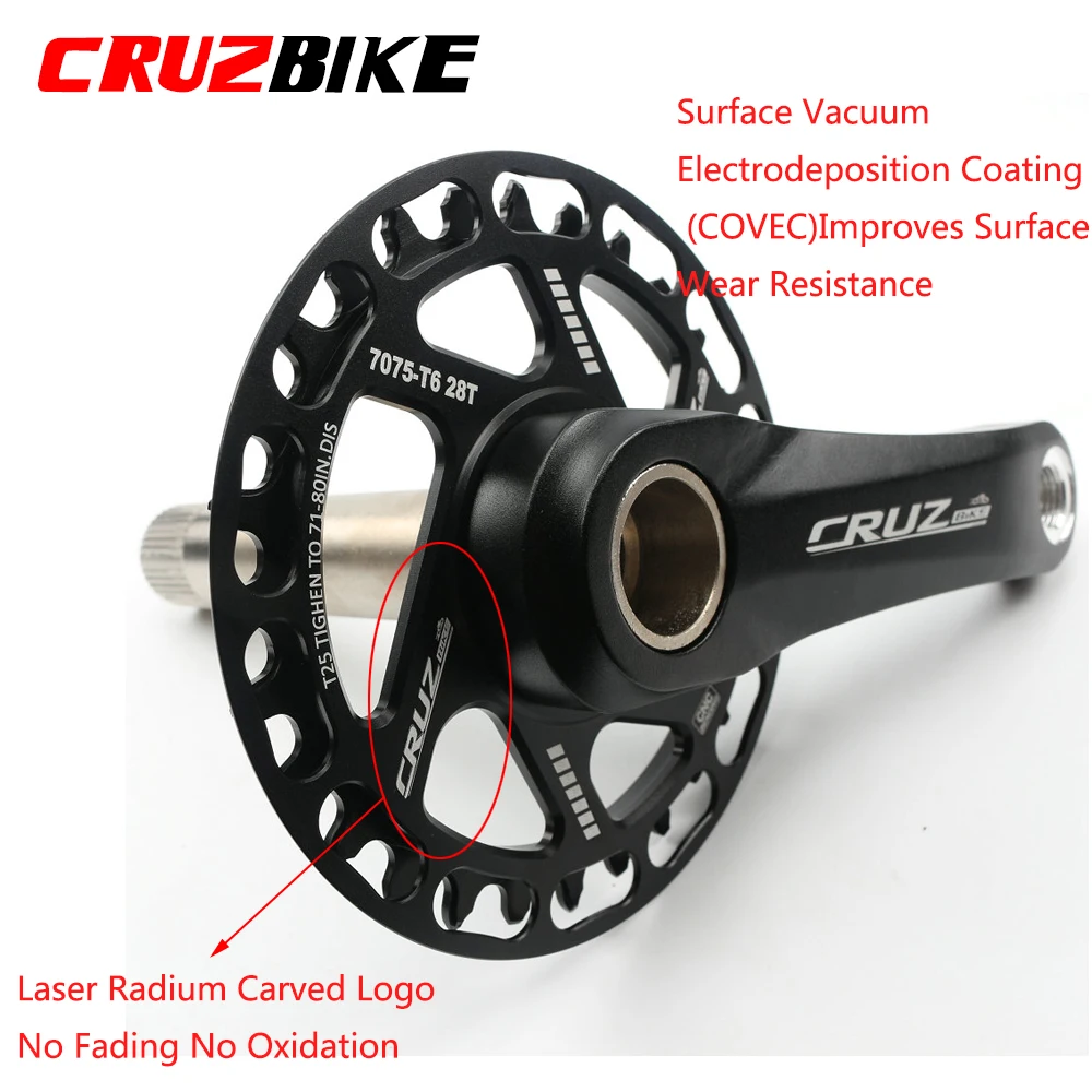 CRUZbike Mountain Bike Road Bicycle MTB Chainring 25/28/30/32/34/36/38/40/42/44TChainwheel Disc Protector and Tooth Integrated