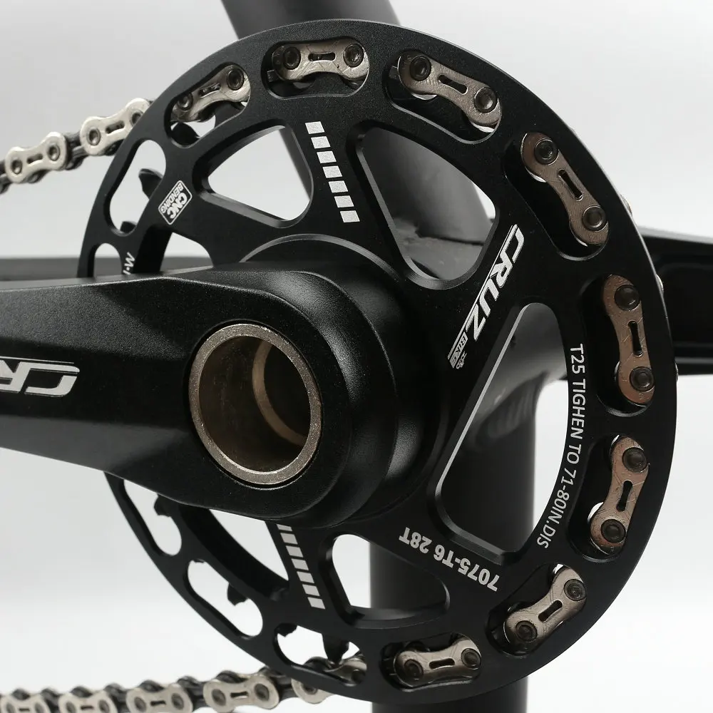 CRUZbike Mountain Bike Road Bicycle MTB Chainring 25/28/30/32/34/36/38/40/42/44TChainwheel Disc Protector and Tooth Integrated