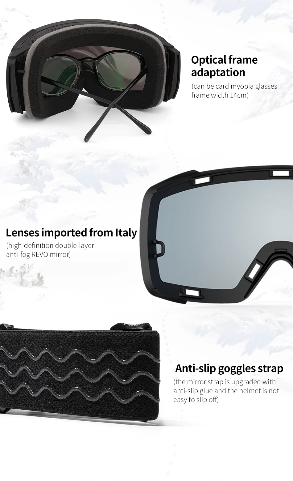 Copozz Magnetic Polarized Ski Goggles Anti-Fog Winter Double-Layers UV400 Protection Men Ski Glasses Eyewear with Lens Case Set