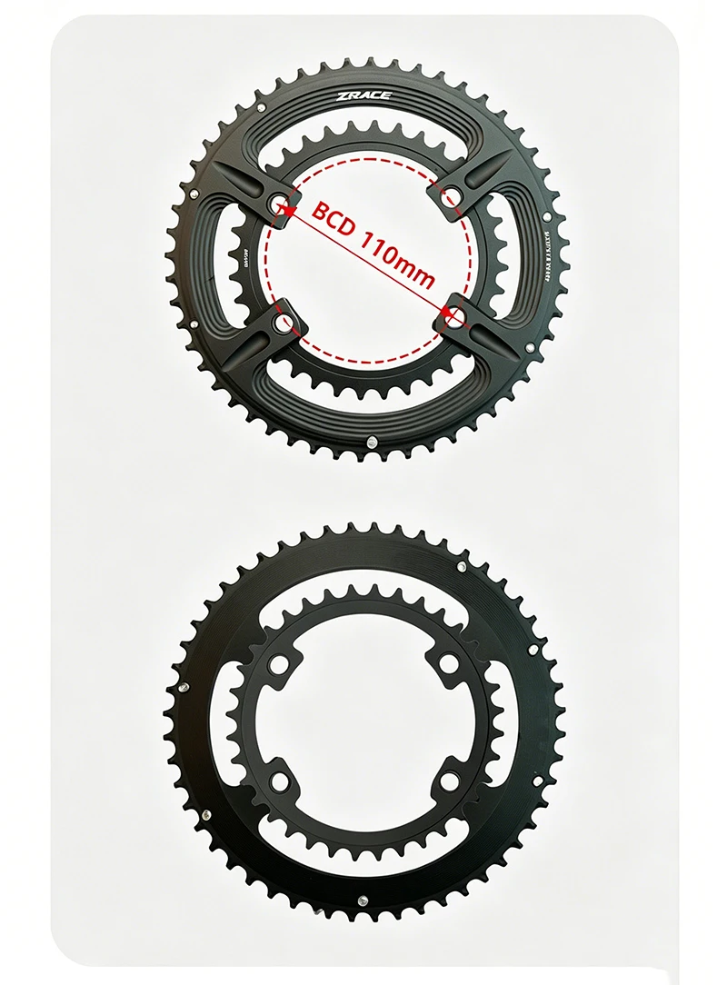 ZRACE Asymmetric Road Chainring 110BCD 4-Bolt, 105 FC-R7000 / ULTEGRA FC-R8000 / DURA-ACE FC-R9100, 50-34T 52-36T 53-39T