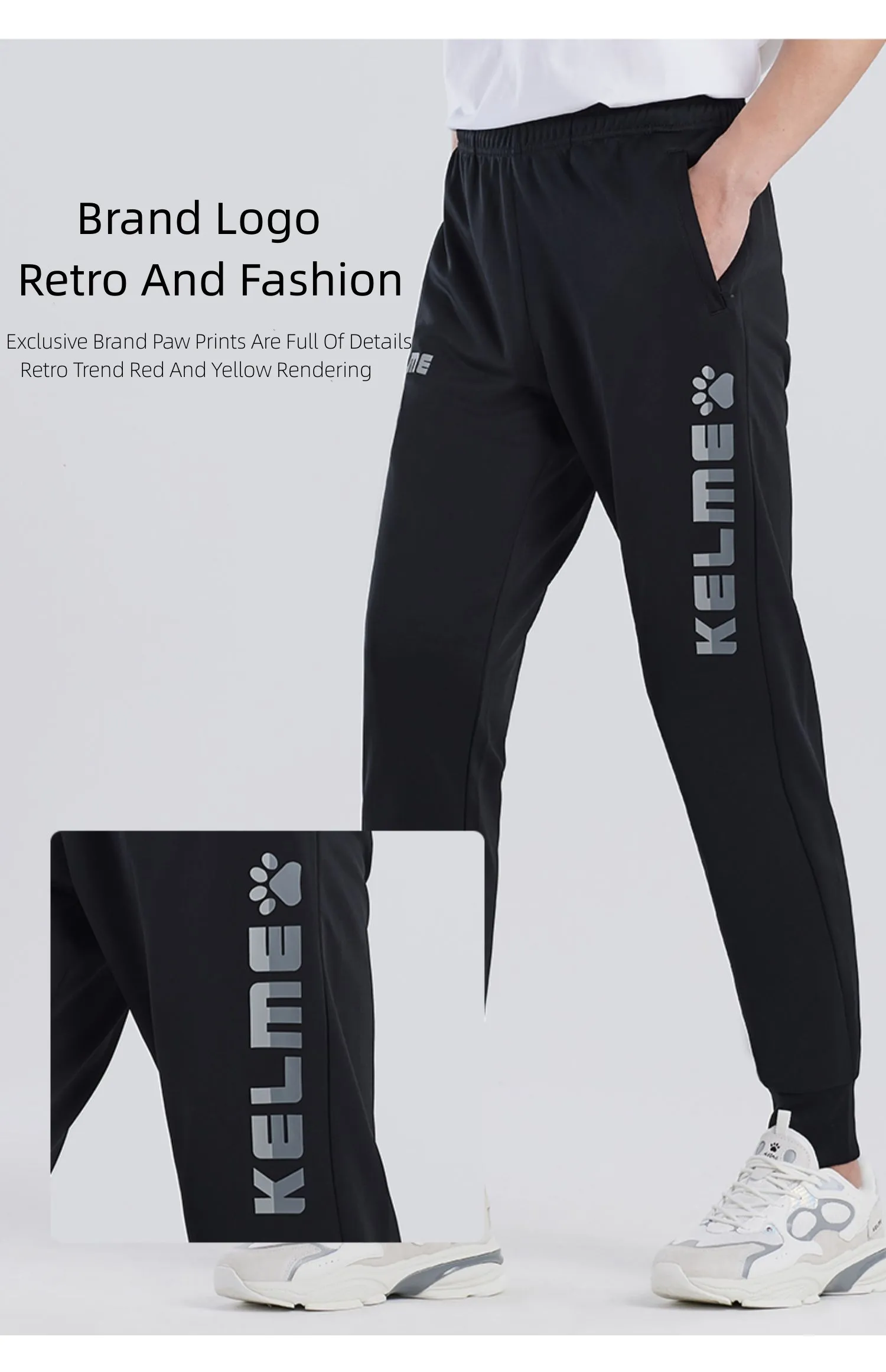 KELME Casual Sports Pants In Summer And Autumn Thin Breathable Knitted Leggings For Men And Women Contrast Printing 3881350-1