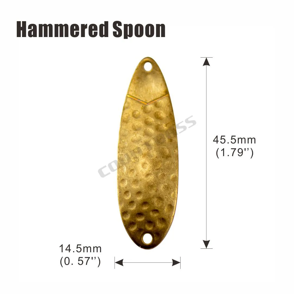 COUNTBASS 50pcs Brass Salmon Fishing Spoon Blanks 6g 7/32oz Hammered, Blank Fishing Lures for Bass Pike Trout