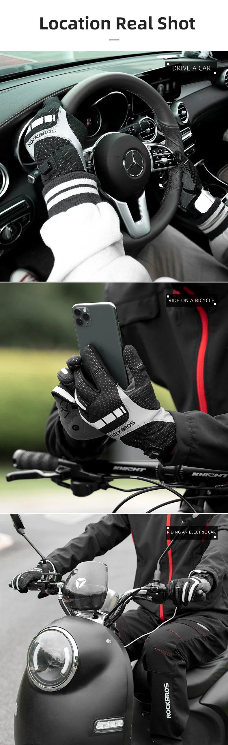 ROCKBROS Heated Winter Glove Cycling Gloves USB Electric Rechargeable Ski Gloves Touchscreen Motorcycle Riding Hiking Snow Glove