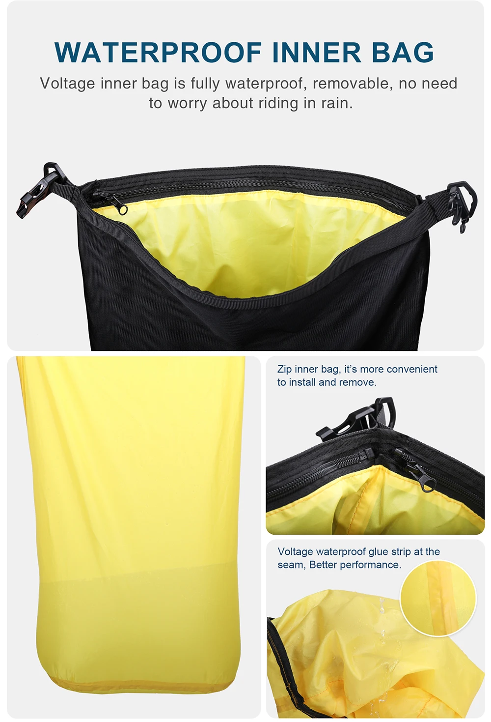 Rhinowalk Motorcycle Side Bag With Base Waterproof 6L/8L/10L/15L Motor Rear Seat Bag Rack Motocross Storage Backpack