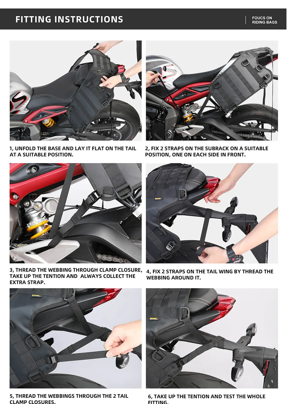 Rhinowalk Motorcycle Side Bag With Base Waterproof 6L/8L/10L/15L Motor Rear Seat Bag Rack Motocross Storage Backpack