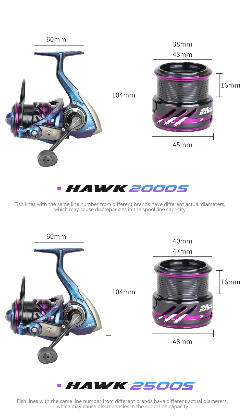 TSURINOYA Fishing Reel HAWK 2000S 2500S 3000S Shallow Spool Long Casting Freshwater Saltwater Ice Fishing Spinning Reel Bass