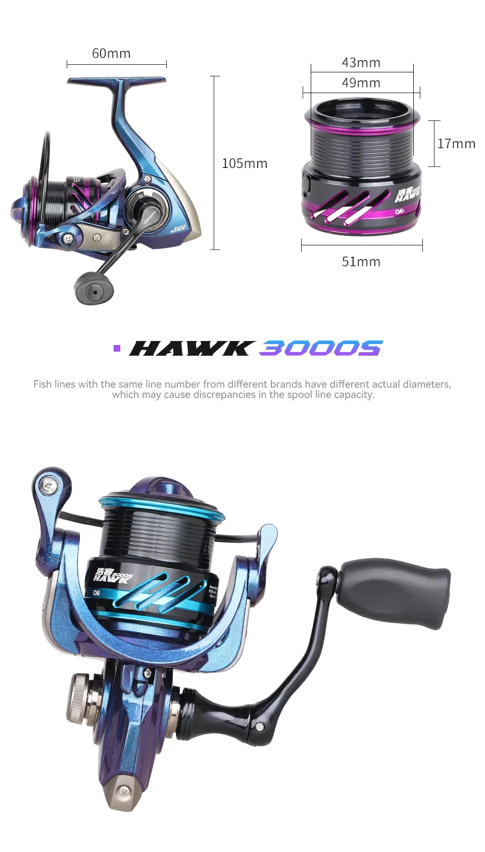 TSURINOYA Fishing Reel HAWK 2000S 2500S 3000S Shallow Spool Long Casting Freshwater Saltwater Ice Fishing Spinning Reel Bass