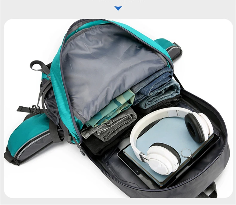 50L Nylon Backpack Camping Bag Outdoor Sport Hiking Trekking Climbing Travel Shoulder Reflective Shoes Luggage Outdoor Men Bag