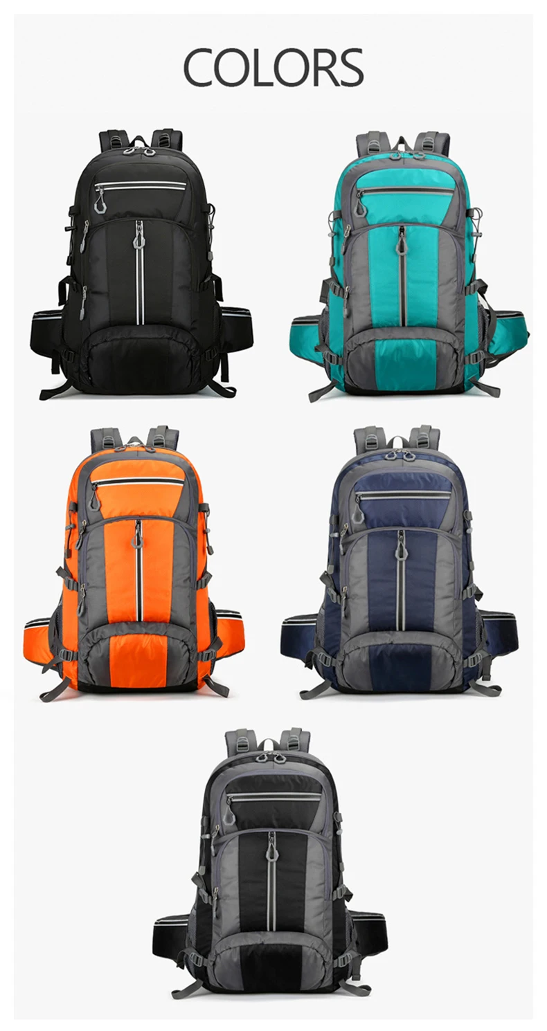 50L Nylon Backpack Camping Bag Outdoor Sport Hiking Trekking Climbing Travel Shoulder Reflective Shoes Luggage Outdoor Men Bag