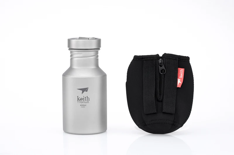 Keith Ti3030 Titanium Sports Water Bottle Ultralight Leakproof Outdoor Camping Hiking Bicycle Kettle Carry Ring 400ml 14.5 fl oz