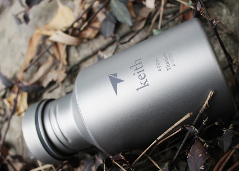 Keith Ti3030 Titanium Sports Water Bottle Ultralight Leakproof Outdoor Camping Hiking Bicycle Kettle Carry Ring 400ml 14.5 fl oz