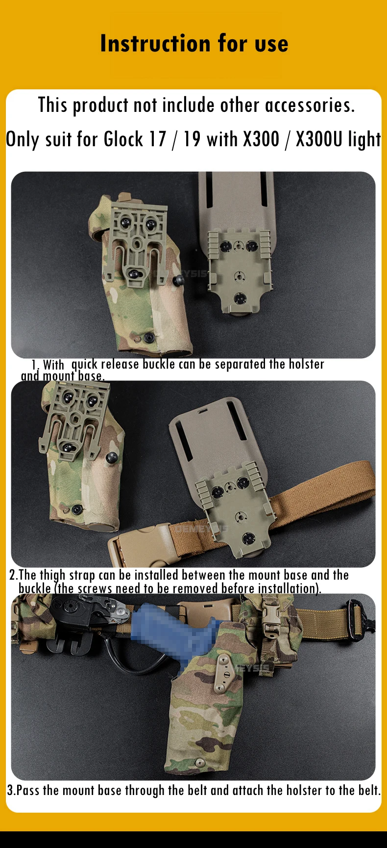 Tactical Pistol Holster for G17 Gen4 G19 with X300 X300U Light Quick Release Drop Leg Holsters Right Hand Airsoft Gun Carry