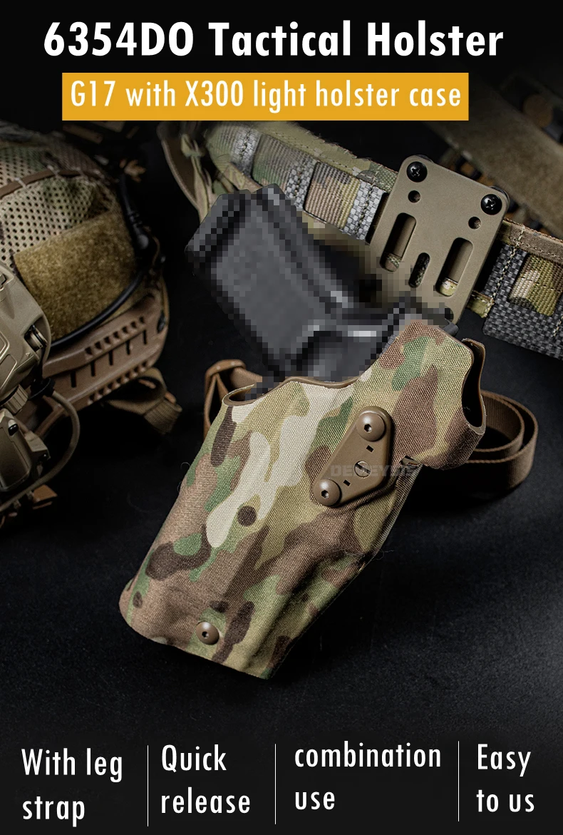 Tactical Pistol Holster for G17 Gen4 G19 with X300 X300U Light Quick Release Drop Leg Holsters Right Hand Airsoft Gun Carry