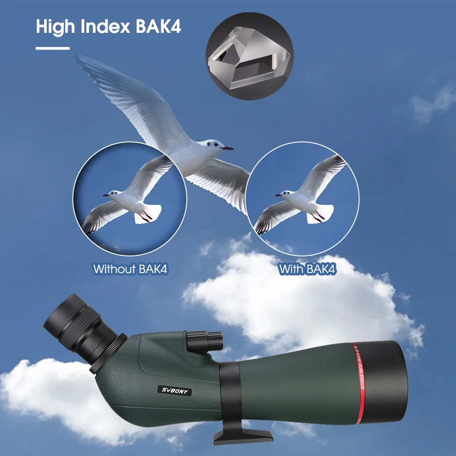 Svbony Telescope SV406/SV406P ED Spotting Scope 20-60x80/25-75X100/16-48X65 Dual Focus IPX7 Waterproof for BirdWatching Archery