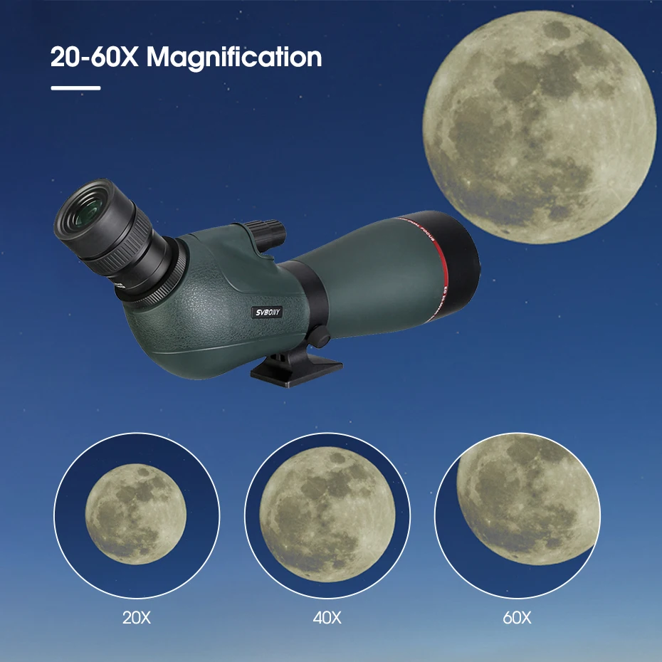 Svbony Telescope SV406/SV406P ED Spotting Scope 20-60x80/25-75X100/16-48X65 Dual Focus IPX7 Waterproof for BirdWatching Archery