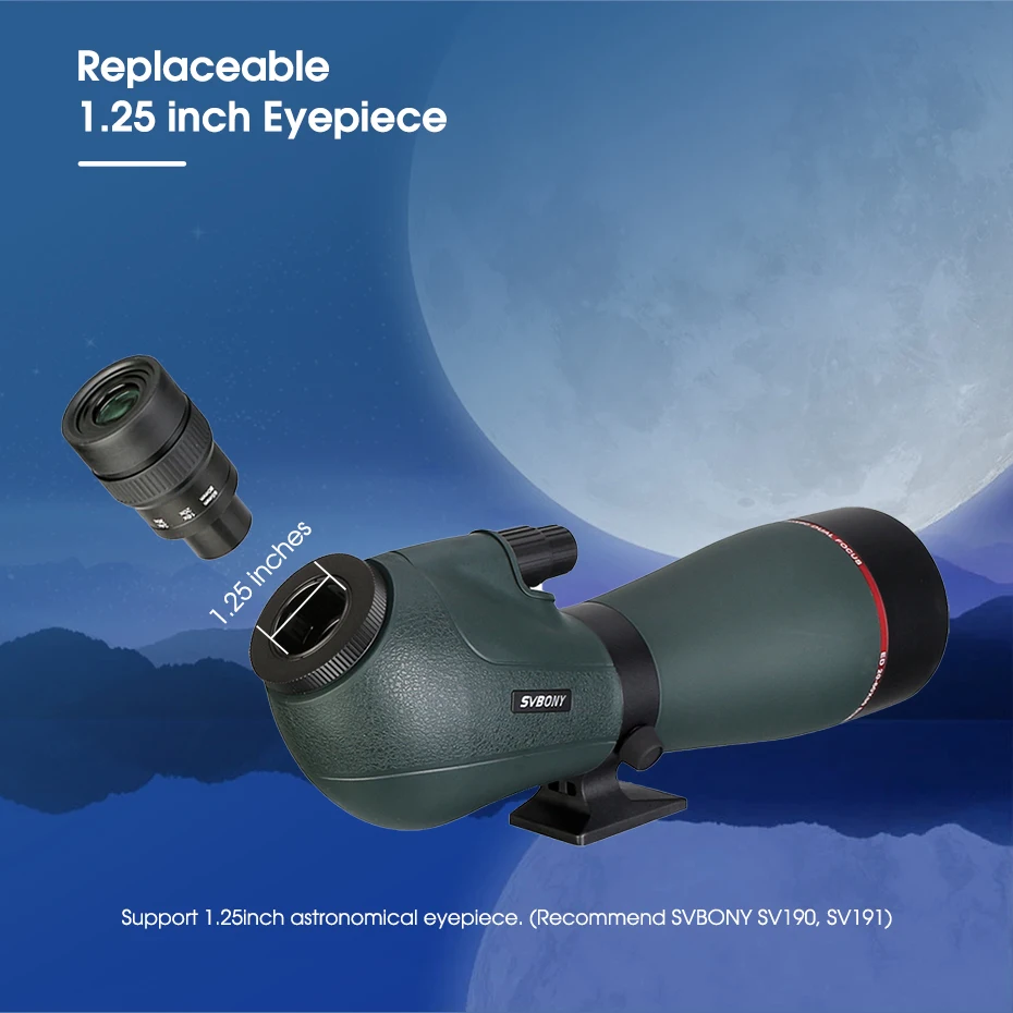 Svbony Telescope SV406/SV406P ED Spotting Scope 20-60x80/25-75X100/16-48X65 Dual Focus IPX7 Waterproof for BirdWatching Archery