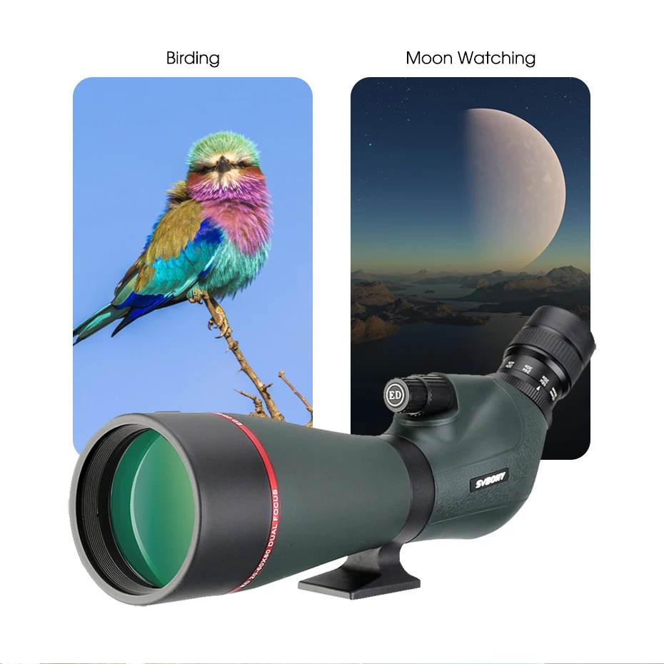 Svbony Telescope SV406/SV406P ED Spotting Scope 20-60x80/25-75X100/16-48X65 Dual Focus IPX7 Waterproof for BirdWatching Archery