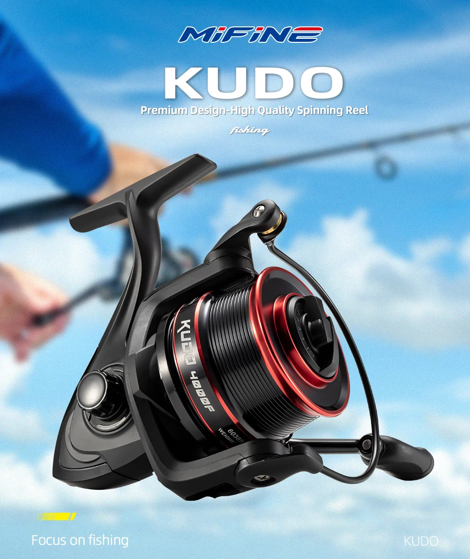 MIFINE KUDO Spinning Reel 10kg Max Drag Shallow/Deep Metal Spool 4.7:1 6+1BB Slow Pitch Reel Saltwater Wheel Fishing Accessories