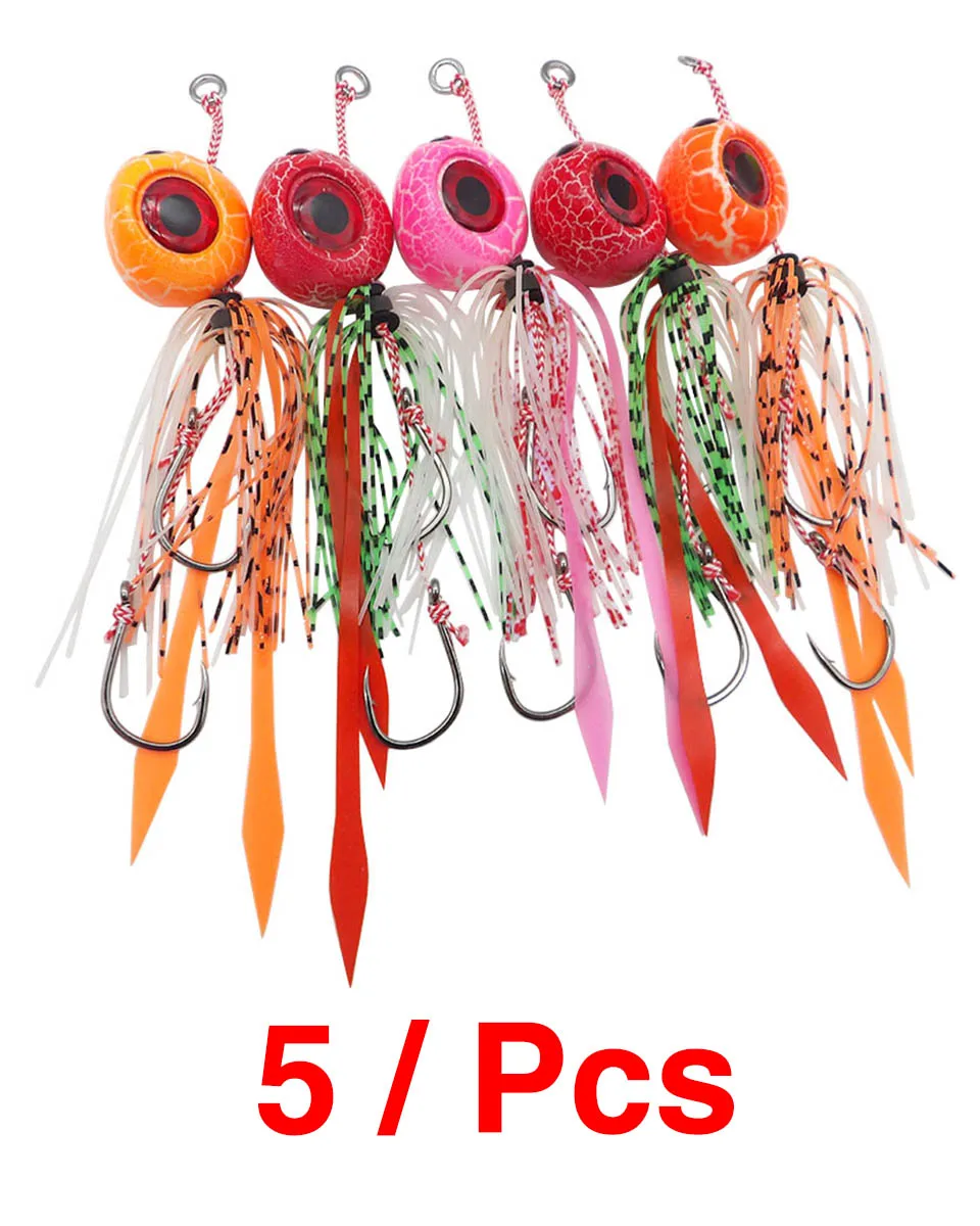 Snapper Jig Slider Bait 40g 60g 100g 150g 200g 250g Glow Jig Bait Rubber Skirt Auxiliary Double Hook Fishing Accessories