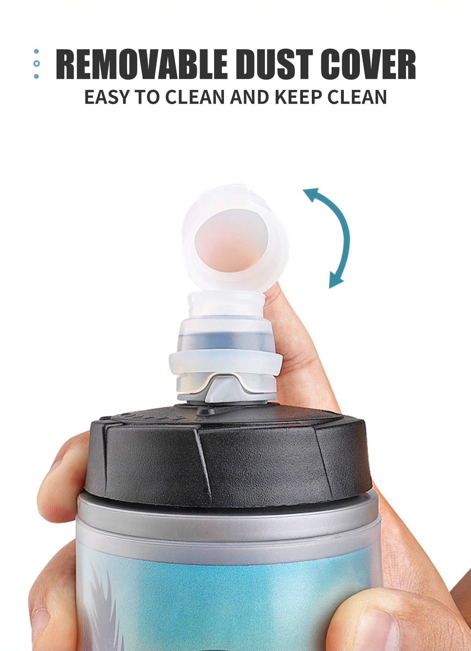 ESLNF 610ml Insulated Bike Water Bottle Squeeze Sports Bottle Dust Cover Silicone Push Pull Spout for MTB and Road Bicycle Cage