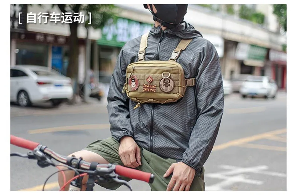 Outdoor Multifunctional Tactical Accessory Vest Bag Military Fan Hiking Chest Bag Fashion Casual Shoulder Packpack Mobile Wallet