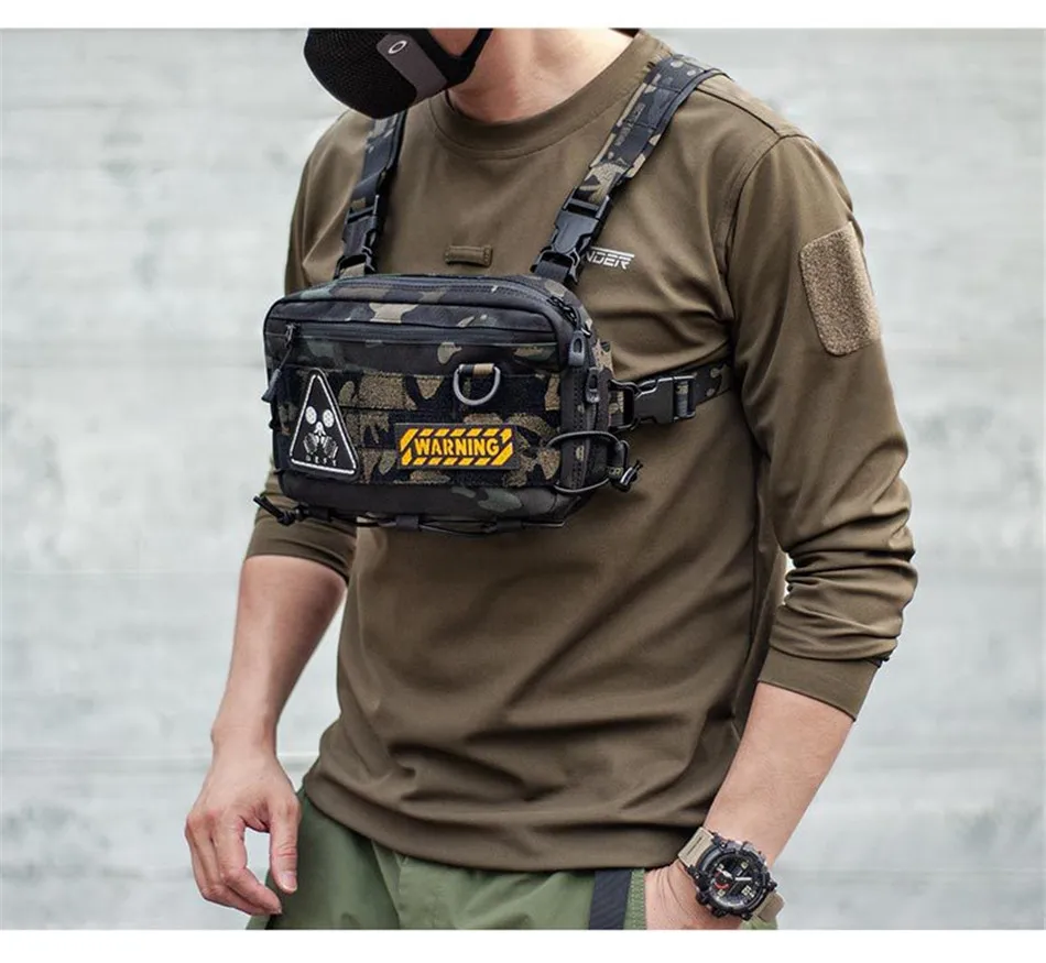 Outdoor Multifunctional Tactical Accessory Vest Bag Military Fan Hiking Chest Bag Fashion Casual Shoulder Packpack Mobile Wallet