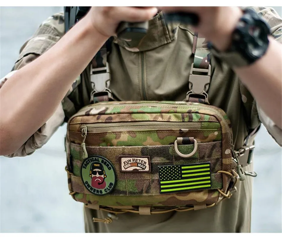 Outdoor Multifunctional Tactical Accessory Vest Bag Military Fan Hiking Chest Bag Fashion Casual Shoulder Packpack Mobile Wallet