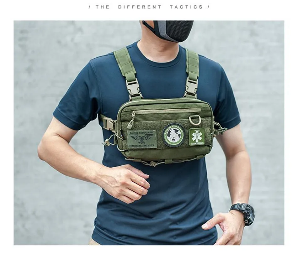Outdoor Multifunctional Tactical Accessory Vest Bag Military Fan Hiking Chest Bag Fashion Casual Shoulder Packpack Mobile Wallet