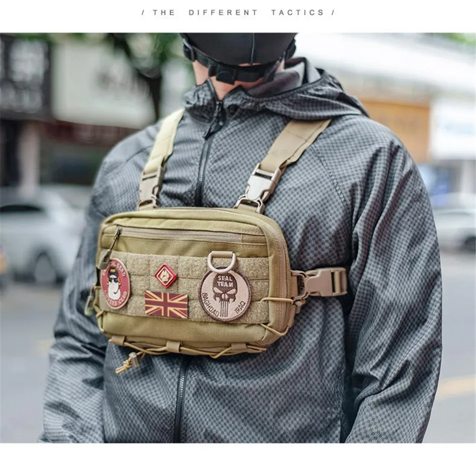 Outdoor Multifunctional Tactical Accessory Vest Bag Military Fan Hiking Chest Bag Fashion Casual Shoulder Packpack Mobile Wallet