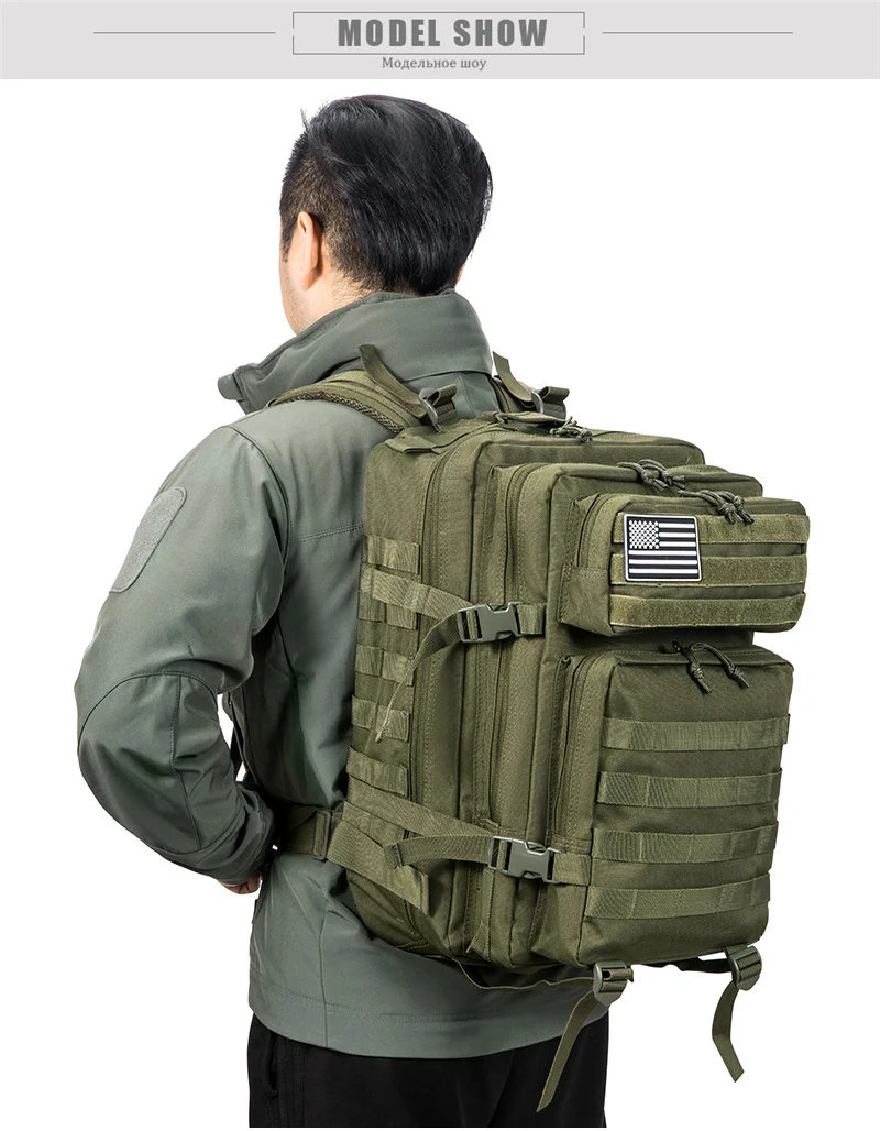 Outdoor 45L GYM Fitness Style Backpacks for Men/Women Tactical Training Molle Survival Bag Hiking Trekking Rucksack School Bag