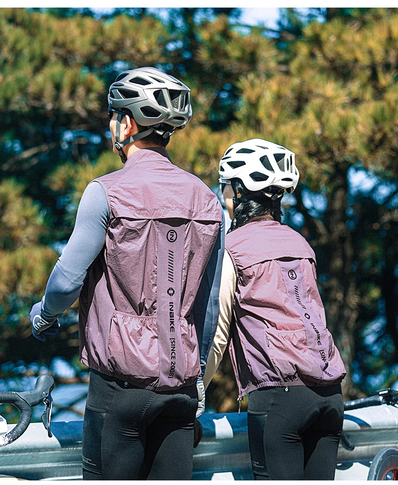 INBIKE Plus Men's Cycling Sleeveless Running Rain Jacket Lightweight MTB Biking Clothing Windbreakers Reflective With Pockets