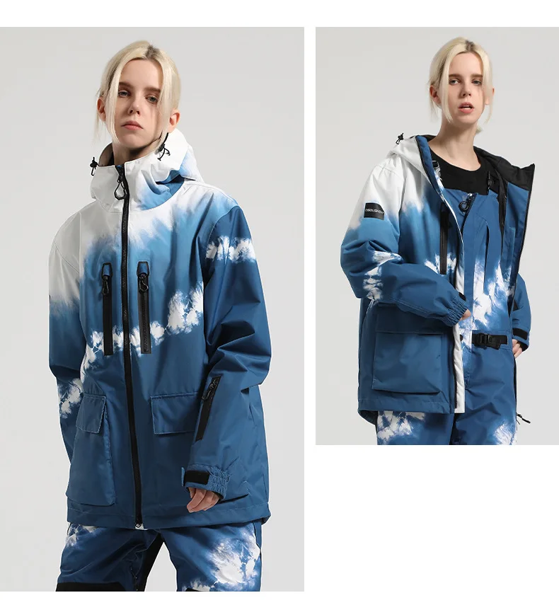 Gsou Snow Ski Jacket for Men And Women Waterproof Windproof Professional Single Board Double Board Loose Warm Design