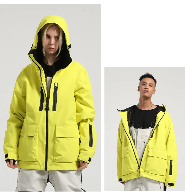 Gsou Snow Ski Jacket for Men And Women Waterproof Windproof Professional Single Board Double Board Loose Warm Design