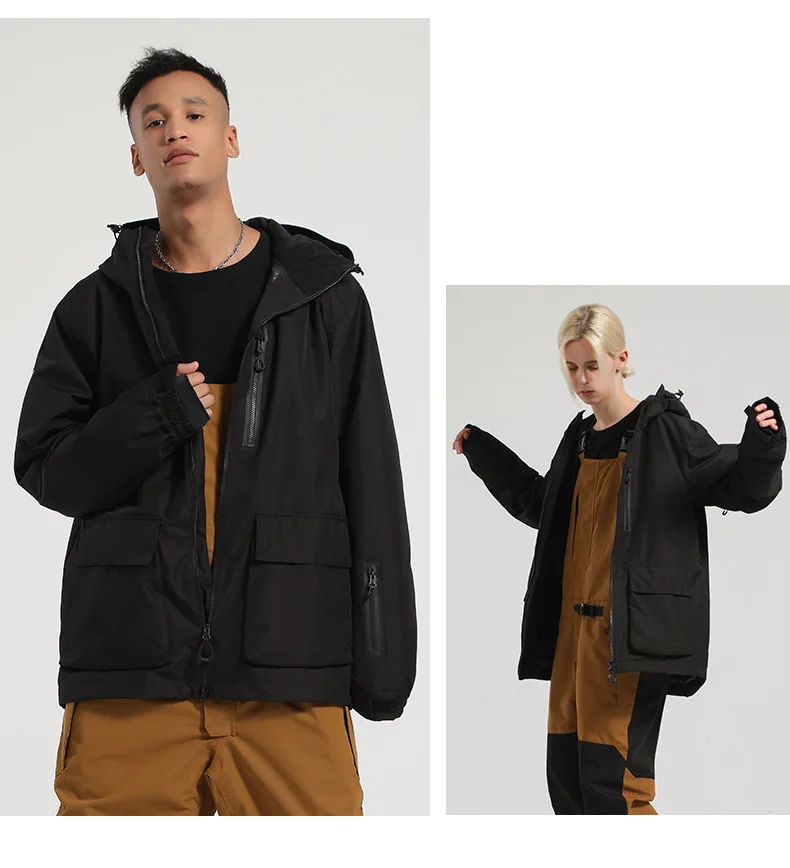 Gsou Snow Ski Jacket for Men And Women Waterproof Windproof Professional Single Board Double Board Loose Warm Design