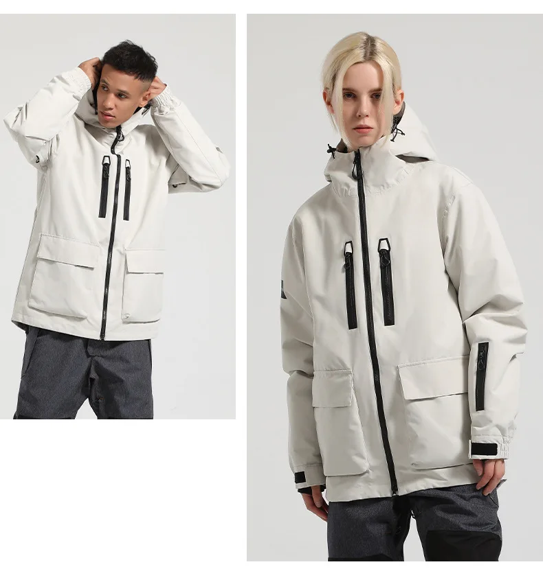 Gsou Snow Ski Jacket for Men And Women Waterproof Windproof Professional Single Board Double Board Loose Warm Design