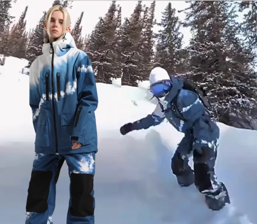 Gsou Snow Ski Jacket for Men And Women Waterproof Windproof Professional Single Board Double Board Loose Warm Design