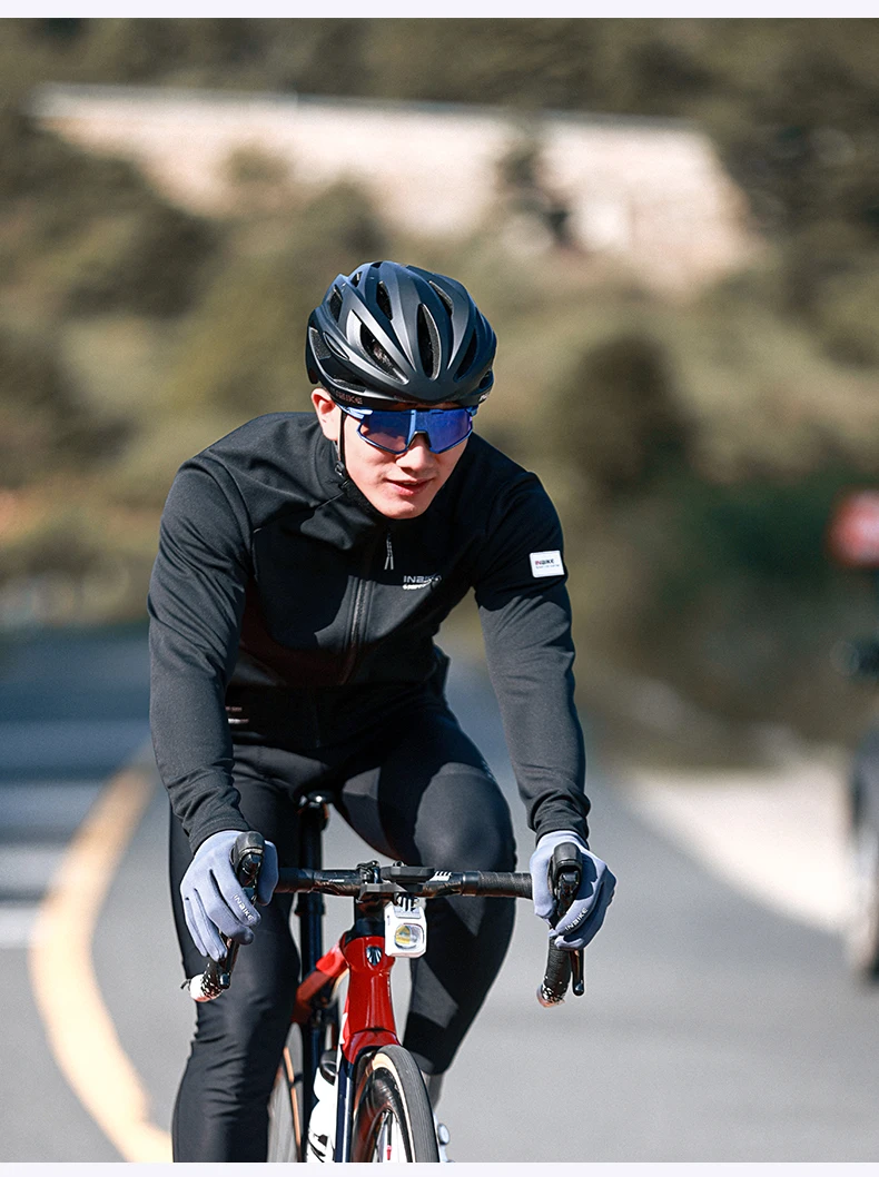 INBIKE Men's Winter Cycling Bike Jackets Windproof Softshell Thermal Bicycle Clothing for Men Warm Fleece Road Bike Windbreaker