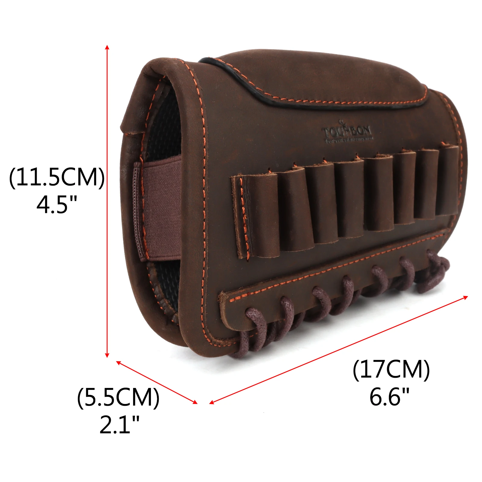 Tourbon Tactical Rifle Buttstock Cheek Rest Riser Genuine Leather Firearms Ammo Cartridges Holder Carrier Hunting Accessories